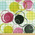 thumbnail image 2 of Ambesonne Geometric Fabric by the Yard Upholstery, Circles Retro Grungy Art, 2 Yards, Earth Yellow Dark Pink, 2 of 5