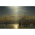 thumbnail image 2 of Ernest Karl Eugen Koerner 18x13 Gold Ornate Wood Frame and Double Matted Museum Art Print Titled - Night View&nbsp;Over the Bosphorus (1874), 2 of 4