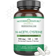 Mother Nature Organics - N-Acetyl Cysteine (NAC) Supplement - 600mg Capsules 120 Count, High-Potency Vegan & Non-GMO Glutathione Precursor, Enhance Cellular Health & Longevity