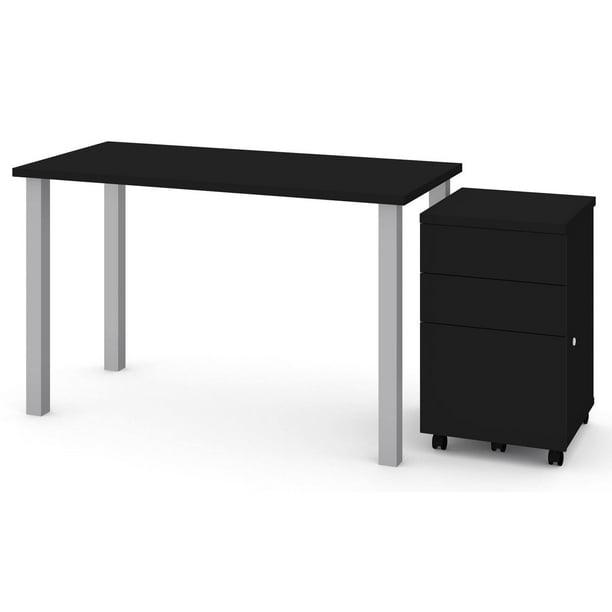 Bestar Square Legs Writing Desk With 3 Drawer Mobile Filing Cabinet Com Bestar Square Legs Writing Desk With 3, How Many Chairs Fit Around A 1200mm Table Legs Home Depot