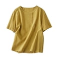 thumbnail image 4 of Womens Summer Tops Casual Fall Button Down V Neck Elegant Short Sleeve Fashion Daily Blouse, 4 of 5