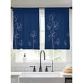 thumbnail image 2 of Navy Blue Flowers Sheer Curtains 54 Inch Length 2 Panels Set, Rustic Abstract Floral Simple Art Voile Window Treatment Rod Pocket Short Kitchen Curtains Drapes for Bedroom 52"x54"x2, 2 of 7