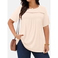 thumbnail image 2 of WellSize Lace Plus Size Women Blouses Casual Tunic Boho Tops Crew Neck Short Sleeve Shirts Trendy Summer Blouses, 2 of 8