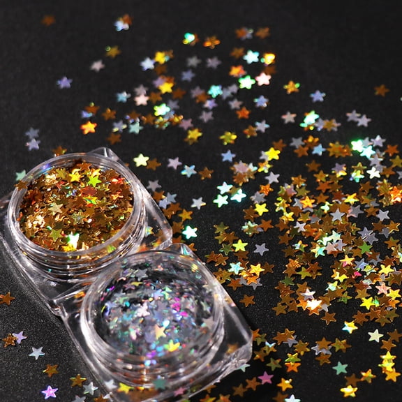 opvise 3mm Natural Women Laser Pentagram Paillette Nail Art Decor DIY Manicure Tool