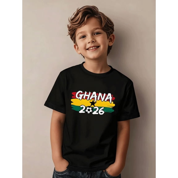 Boy's Sporty Graphic Ghana Soccer 2026 T-Shirt