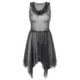 thumbnail image 3 of YONGHS Women's Glitter Sleeveless Asymmetrical Hem Dance Dress Stage Performance Costume Black XXL, 3 of 7