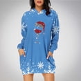 thumbnail image 2 of ZQUUVOU Christmas Women's Hoodie Dress Printed Long Sleeve Hooded With Pocket Blue,S, 2 of 3