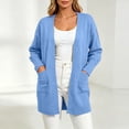 thumbnail image 4 of BRELIL Women's Fall Winter Long Sleeve Open Front Cardigan Ribbed Knit Casual Basic Coat for Women Sweater Outfit, Light Blue 2XL, 4 of 9