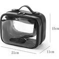 thumbnail image 4 of Bolsa de cosméticos transparente Bolsa de aseo de viaje de 2 capas Bolsa de maquillaje transparente con cremallera Bolsa de viaje transparente para artículos de tocador, (Negro), 4 of 5