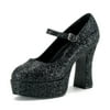 Womens Mary Jane Shoes Black Platform Pumps Glitter Chunky Heel 4 Inch Heels