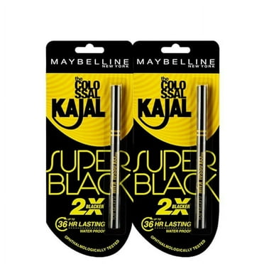 Maybelline New York Colossal Kajal Pencil, Super Black 0.35G (Pack Of 2), Glossy Finish