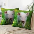 thumbnail image 3 of LALILO Throw Pillow Covers Young Pig Spring Green Grass Pig Farm Cushion Cover 18" x 18", 2 Pack, 3 of 6