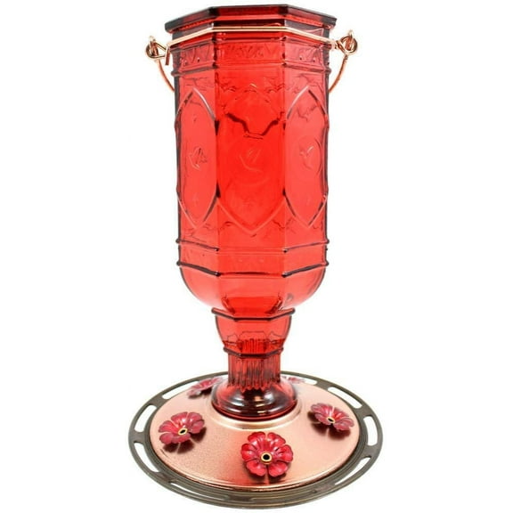More Birds Jewel Hummingbird Feeder, 20-Ounce Capacity, 5 Ports, Red