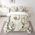 thumbnail image 2 of jejeloiu Musical Melody 7pcs Bedding Comforter Set,Music Notes Queen Bedding Sets,Brown Beige Black Queen Sheet Sets For Teens,Breathable Home Decor Reversible, 2 of 8