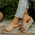 thumbnail image 5 of Beige Fashionable Wedge Braided Roman Slippers For Women, Round Toe Beach Shoes Summer, 5 of 9