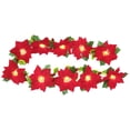 thumbnail image 2 of BallsFHK 6Ft Lighted Poinsettia Christmas Garland with Red Berries and Holly Leaves, Pre-Lit Velvet Artificial Poinsettia Garland for Christmas Decoration, Battery Operated, 2 of 6