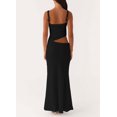 thumbnail image 4 of Vestido largo YOENAESGI para mujer Y2K con tirantes finos y malla negra, 4 of 5