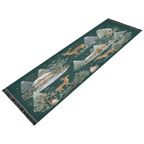 Vintage Modern Runner Rug,Non Slip Machine Washable 72"x23.5" Polyester Material Pet-Friendly Durable,Applicable to Entryway Rug Living Room Rug Christmas Reindeer