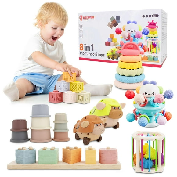 Set de juguetes LUCKFUTURE Baby 6-18 meses Montessori 8 en 1 +6M
