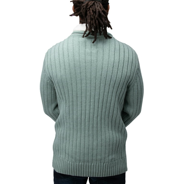 X RAY JEANS Mens Cable Knit Cowl Neck Sweater, Sage, 2XL