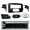 Audio Bundle For 2014 and Up Harley - Kenwood KMR-D765BT Marine CD USB/AUX Bluetooth Stereo Receiver Combo With Installation Dash Kit for Single DIN Radios for Motorcycles, Enrock 22" AM/FM Antenna