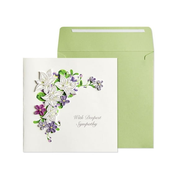 NIQUEA.D, Flowers Lilac and White Quilling Sympathy Card