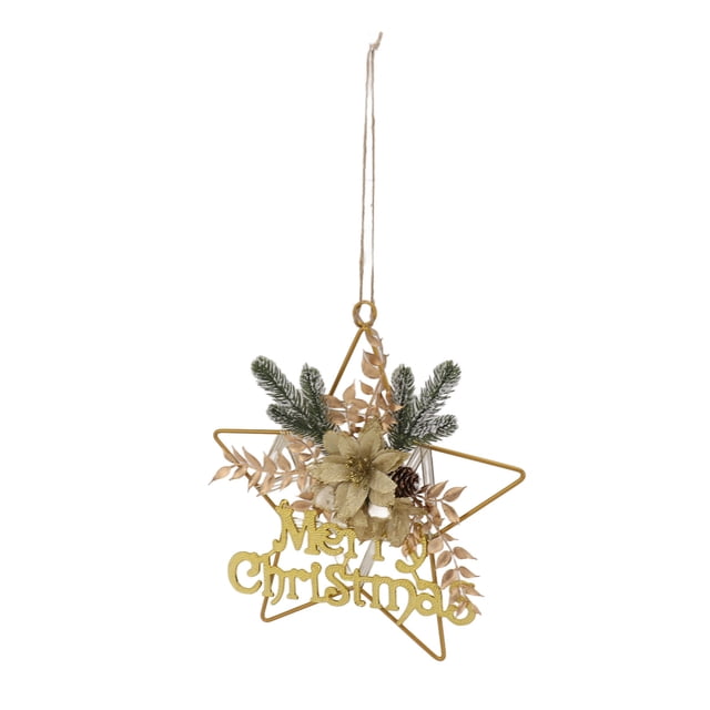 Handmade Unique Pine Cone Christmas Hanging Decorative Wreath, Twine And Polyester, DIY Star String Lights, Multifunctional Room Decorations
