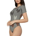 thumbnail image 2 of Daiia Rooster print Women's Crew Neck Short Sleeve Bodysuit Fashion Tops Fit Casual Basic Extender Bodysuit-Medium, 2 of 9