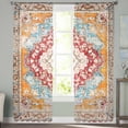 thumbnail image 3 of Vintage Ethnic Semi Sheer Curtains 96 Inch Length 2 Panels Set, Boho Tribes Modern Orange Middle Century Sheer Kitchen Curtain Privacy Voile Window Curtain for Living Room Bedroom Rod Pocket Drapes, 3 of 7