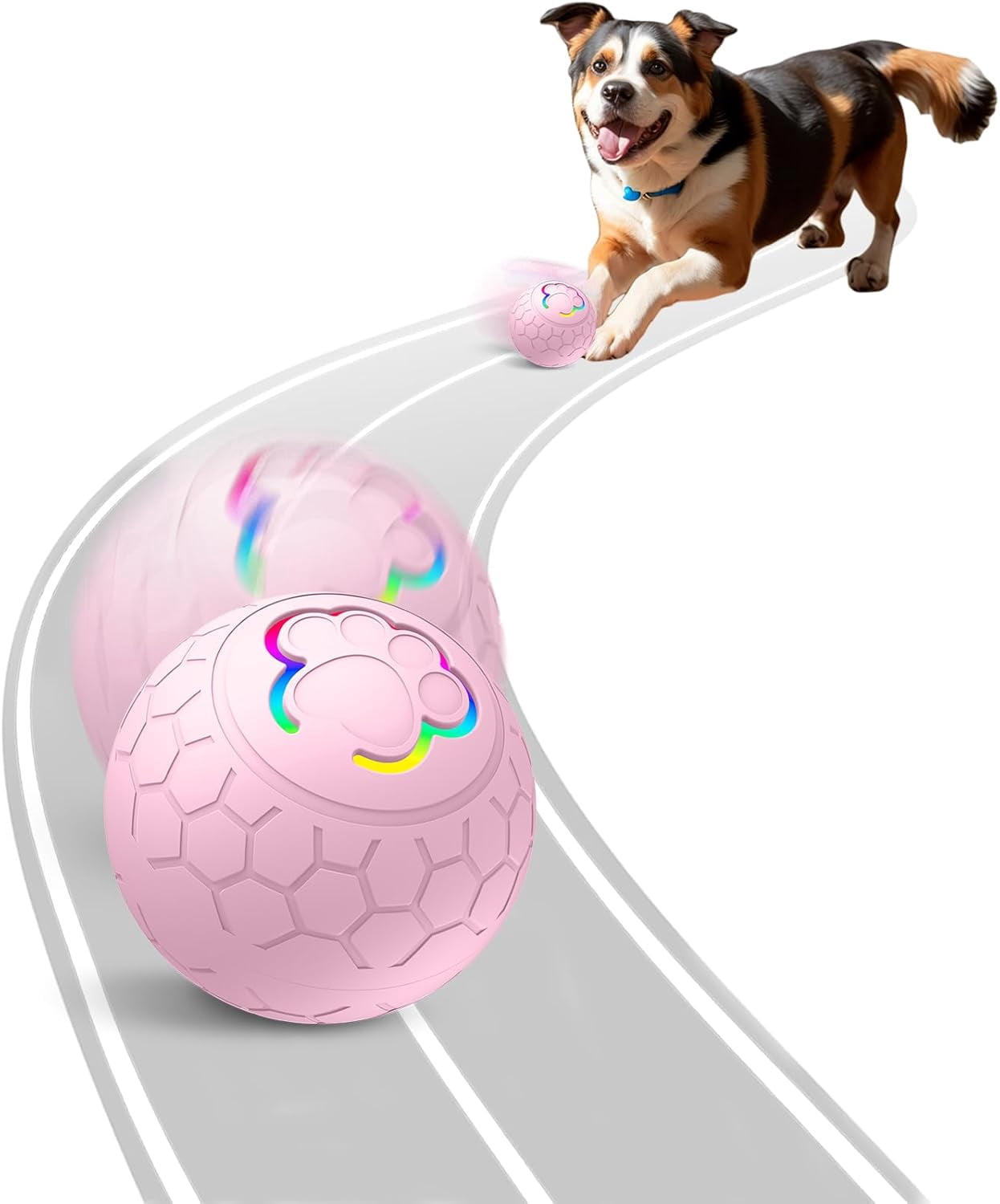 Self Moving Balls For Dogs, Smart Interactive Dog Toys Ball, Activated Rolling Ball for Dogs - Durable USB Rechargeable Dog Toy for Puppies, Small, and Medium Dogs, Fun Gift for Boredom(Pink)