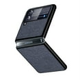 thumbnail image 4 of Dteck Case for Samsung Galaxy Z Flip 3 Leather Texture Pattern Ultra Slim Thin Shockproof Folding Case Cover For Samsung Galaxy Z Flip 3,Blue, 4 of 6
