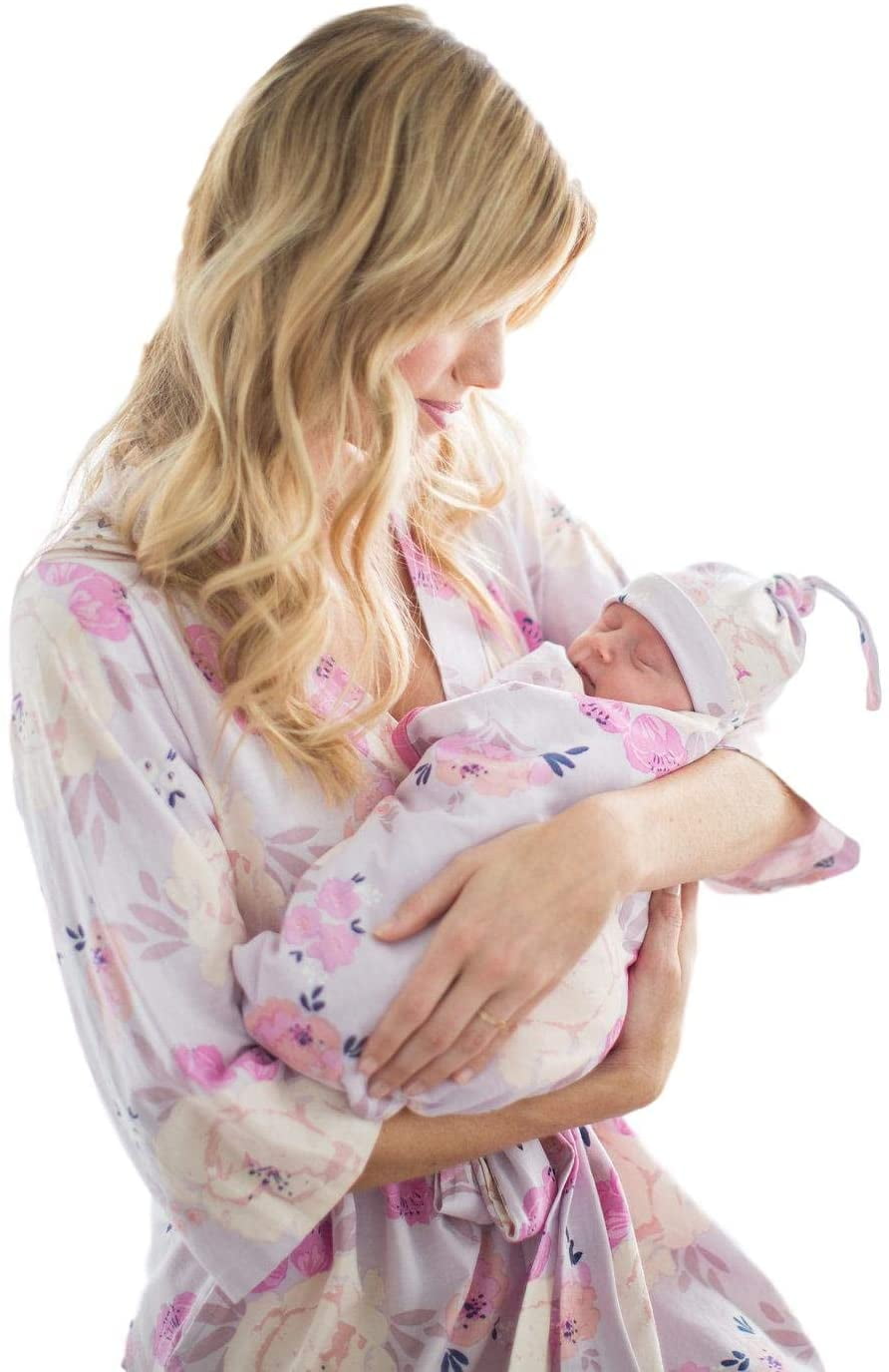 Maternity Delivery Robe with Matching Baby Swaddle Blanket Hat Set in Bahrain at BHD 70 Rating 4