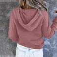thumbnail image 4 of Womens Hoodies Half Boutton Drawstring Hooded Sweatshirts Lightweight Pullover Tops With Pocket, 4 of 6