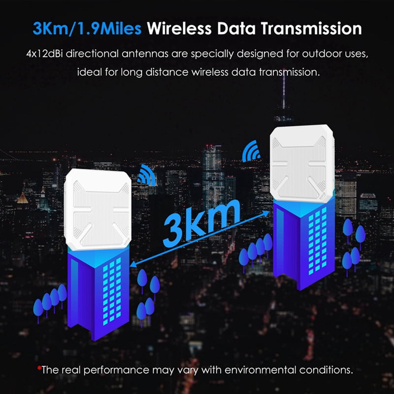 WiFi 6 AX3000 Dual-Band Long Range Outdoor AP with PoE and IP67 Waterproof 2.4GHz 5GHz Wireless AP Outdoor Router (US)