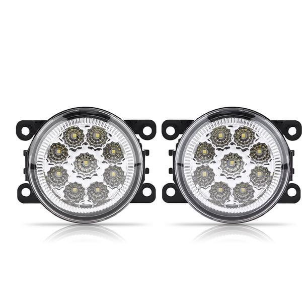 Lámpara antiniebla delantera redonda para coche, 9 LED, luz diurna DRL para Ford Focus, color blanco Jadeshay A