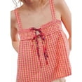 thumbnail image 2 of Women Y2k Tank Top Spaghetti Strap Peplum Camisole Sleeveless Tie Front Ruffle Hem Top Streetwear Orange Color XL, 2 of 9