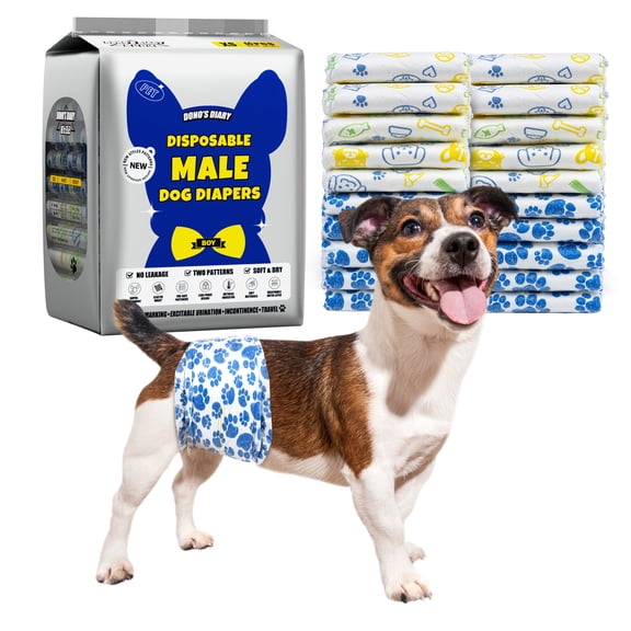 Dono Disposable Male Dog Wraps, Super-Absorbent, Wetness Indicator Design Fit X-Small 60 Count
