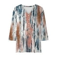 thumbnail image 4 of Charella Plus Size Tops for Women 3/4 Sleeve V Neck Button Floral Shirts Business Dressy Blouses Loose Tees (XL, Multicolor 4), 4 of 4