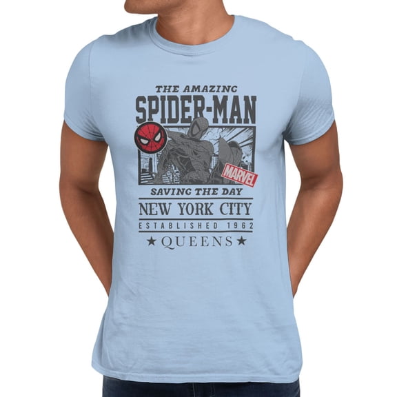 Marvel Spider-Man Mask Retro Sparkle Men's T Shirt (Light Blue, S-XXXL)