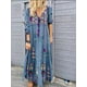 thumbnail image 2 of Vestido largo con estampado floral bohemio Cuello en V Cordón con cordones Ropa de manga larga Speravity AP000133-57B, 2 of 5