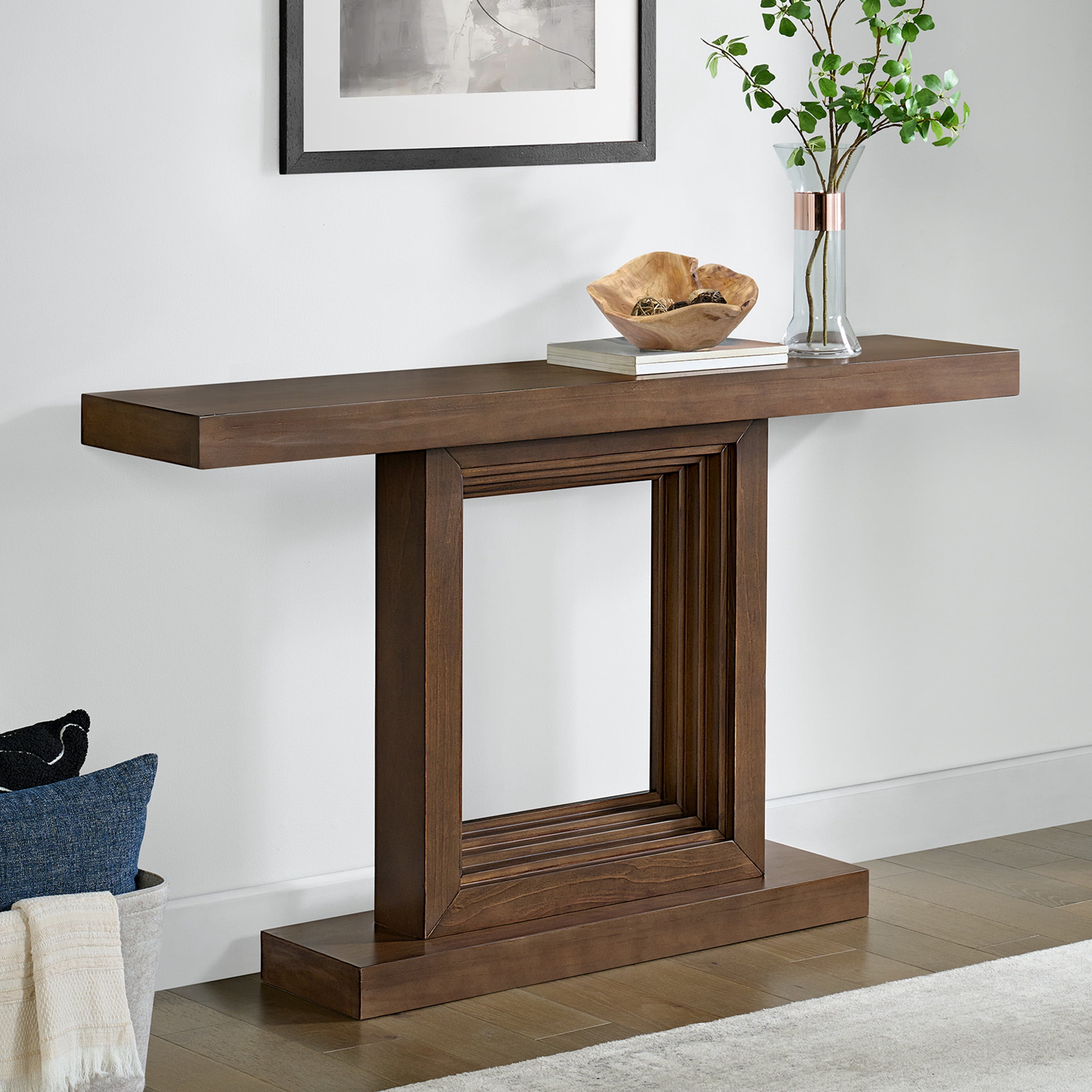 Alaterre Furniture Pismo Solid Wood Console Table - 56 Inch Modern Farmhouse Entryway Table, Brown