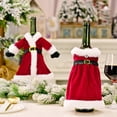 thumbnail image 4 of Naiovety Terciopelo Navidad botella de vino polvo vestido ropa con cinturón manga Universal Feliz Navidad decoración cubierta de comedor Kits de decoración para fiestas Vestido de camiseta, 4 of 6