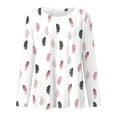 thumbnail image 4 of CNKOO T-Shirts Confortables pour Femmes Hauts Quotidiens Col Rond Manches Longues Blouse Imprimée Florale Décontractée Tunique Col Chandail, 4 of 4