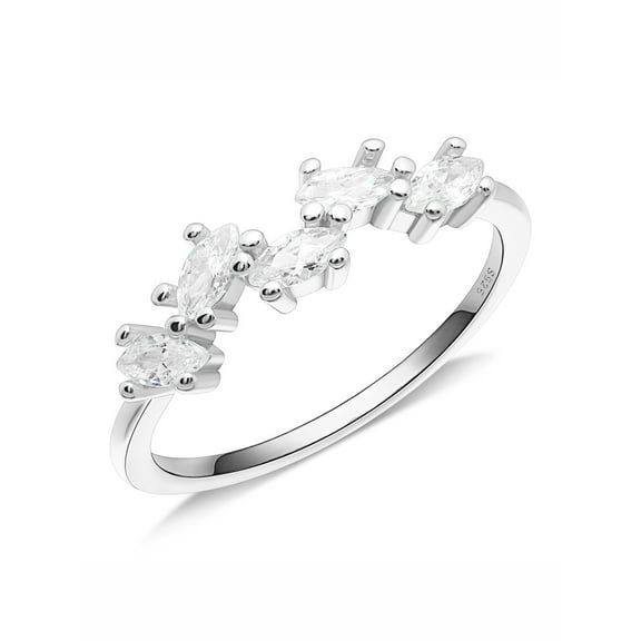 UIONEN 925 Sterling Silver Ring CZ Eternity Engagement Wedding Band Size 10