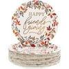 48 Pack Friendsgiving Paper Plates with Fall Leaves for Appetizers, Dessert, Rose Gold Foil (7 In)