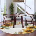 thumbnail image 4 of Summer Sunflower Round Area&nbsp;Rug 7ft Leaves Hummingbird Vintage Wood Grain Non-Slip&nbsp;Washable Circle Rugs Soft Felt Indoor Floor Mat for Bedroom Kitchen Living Room Bathroom, 4 of 9