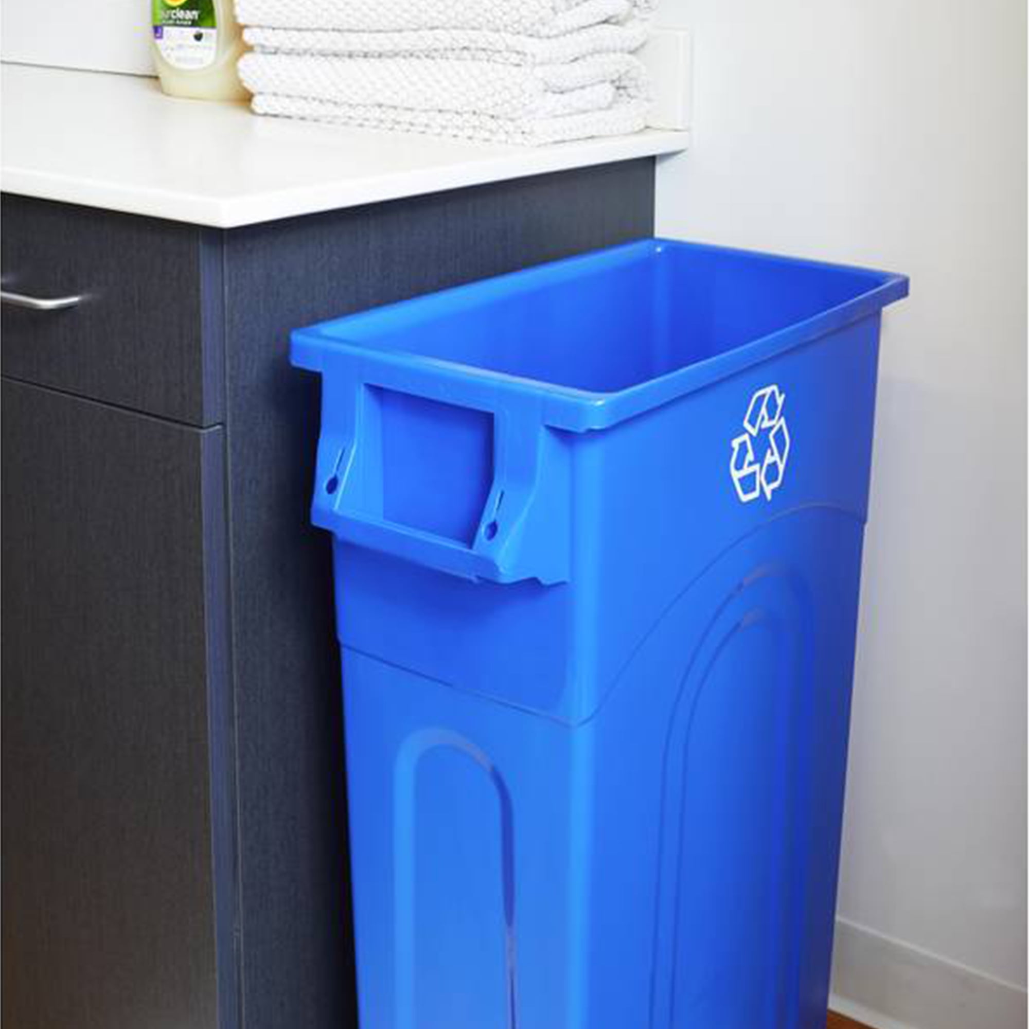 United Solutions 2 Pack 23 Gal Kitchen Trash Can Garbage Bin Highboy, Blue