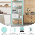 thumbnail image 2 of BISHE 5-Shelf Foldable Storage Shelves with Wheels, Heavy Duty Shelving Unit, Freestanding Metal Wire Shelf Rack, No Assembly Organizer Rack for Garage Kitchen, Basement, Pantry, Blue, 2 of 8