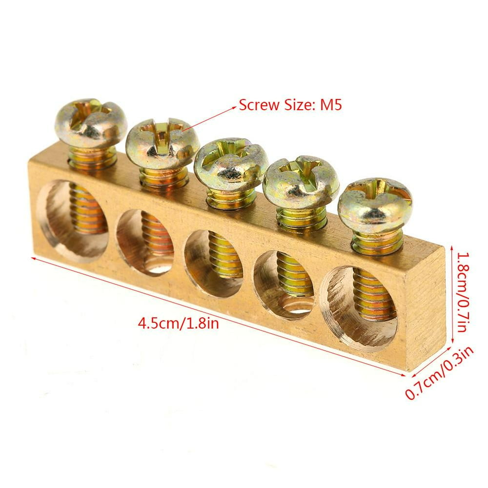 Mgaxyff Grounding Bar, Terminal Block Bar,10pcs 5Hole Electrical