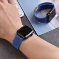 thumbnail image 4 of Boucle Solo Tressée Réglable avec Boucle Compatible avec Bracelet Apple Watch pour Hommes et Femmes, Bracelet Doux en Nylon Extensible Élastique pour iWatch Series SE 6 5 4 3 2 1 (Bleu, 38/40mm), 4 of 5